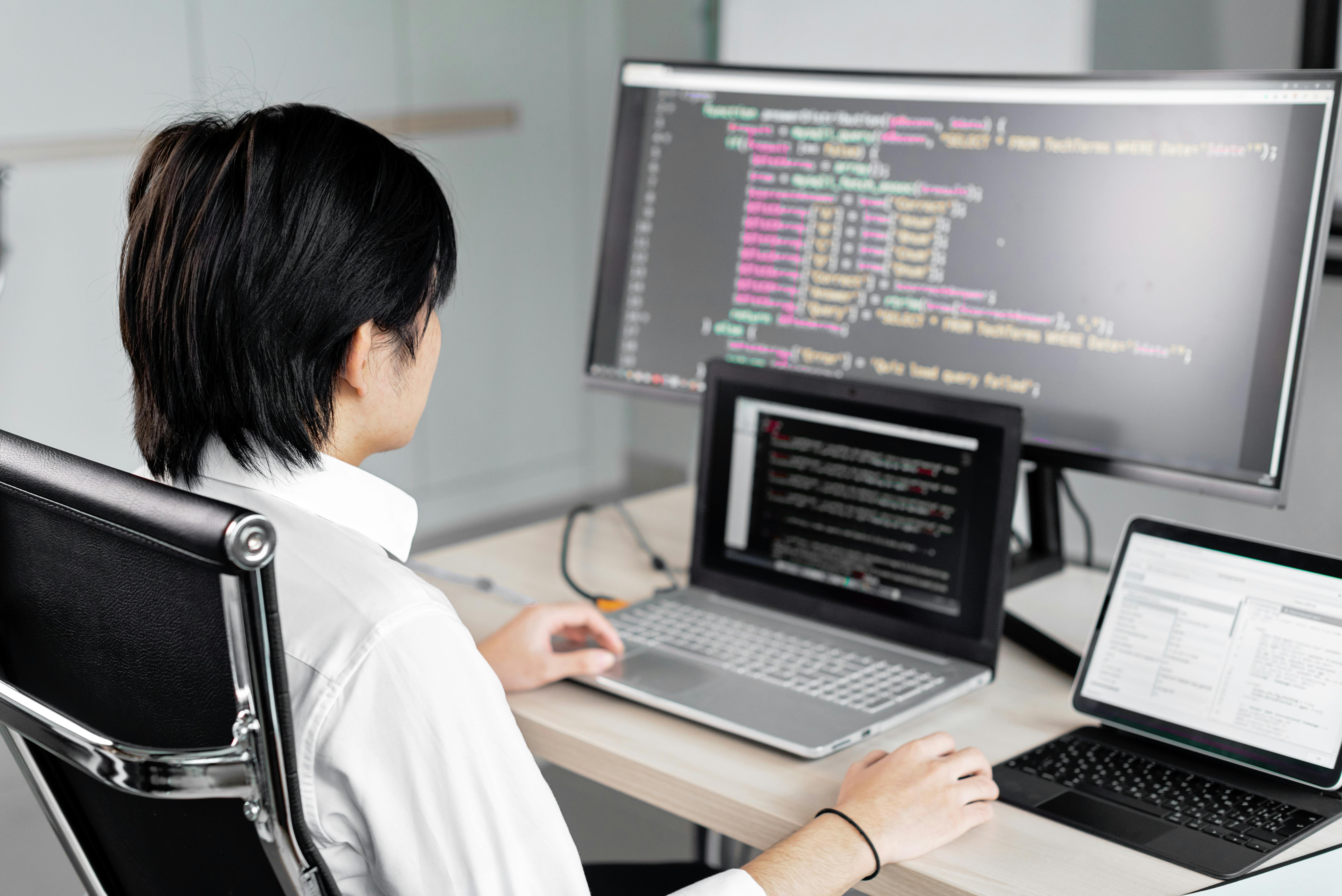 Software developers collaborating on a product build
